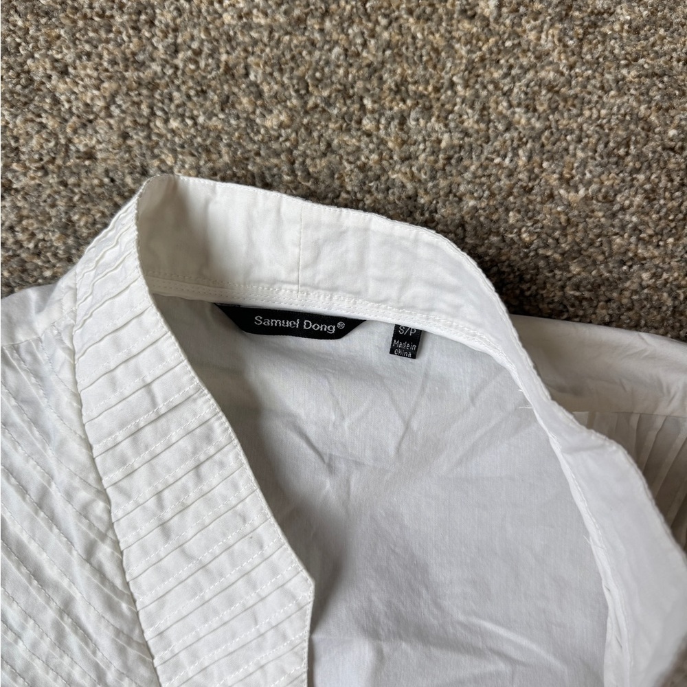 Samuel Dong White Quilted-Panel Button Shirt - Picture 3 of 8